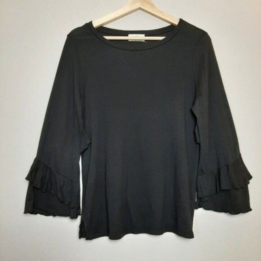 T.LA | Anthropologie Chelsea Ruffle Sleeve Blouse Black Sz XS